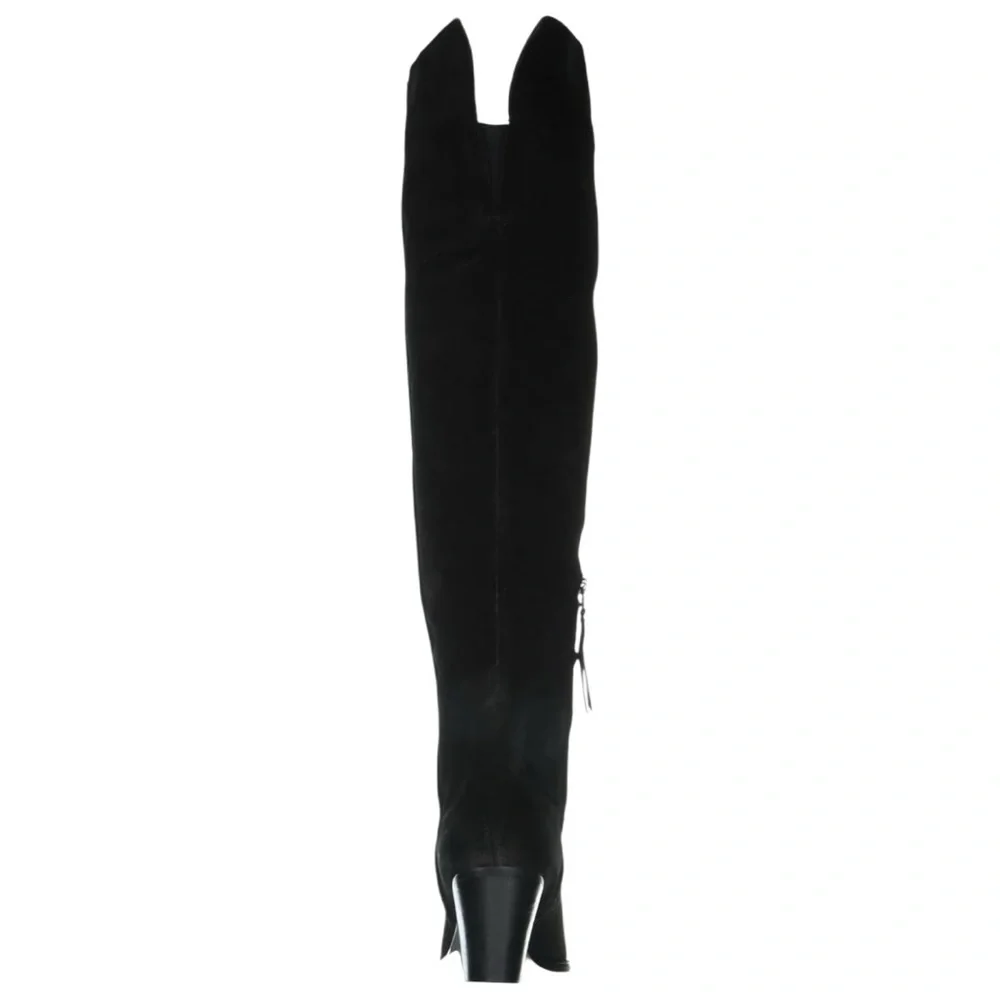 Sam Edelman Julee Over The Knee Boot 6.5 Black Suede Western Pointed Toe NWOT